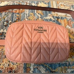 Coach Pink Quilted Belt Bag Leather Excellent Condition
